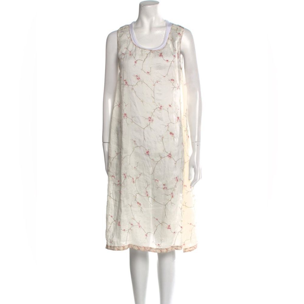 Dosa Cherry Blossom 100% Silk Midi Scoop Neck Sleeveless Tent Dress Size 1